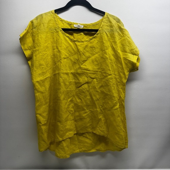 EILEEN FISHER IRISH LINEN Yellow Women's Top TUNIC SIZE L - Picture 1 of 7